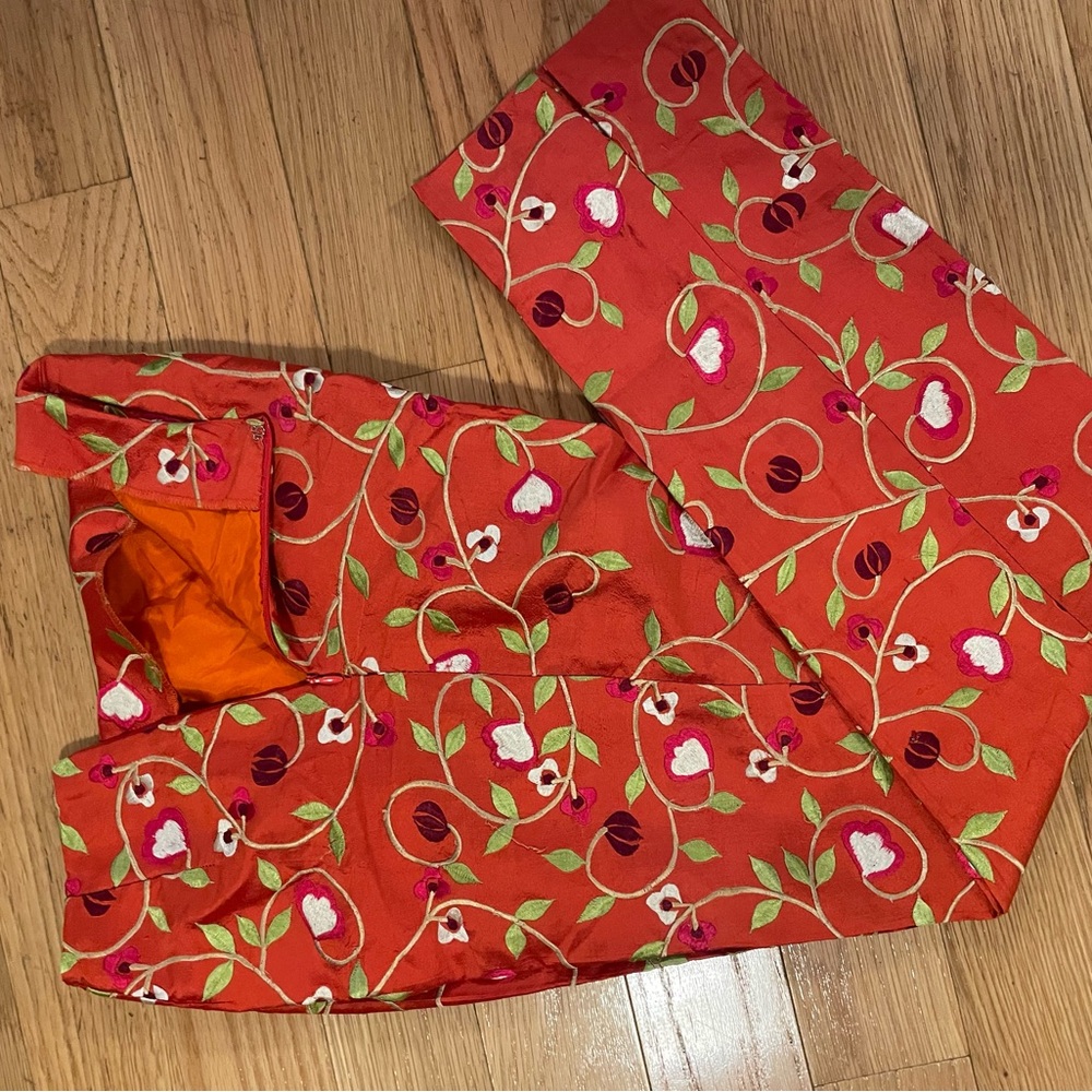 Vibrant Floral Embroidered Pants